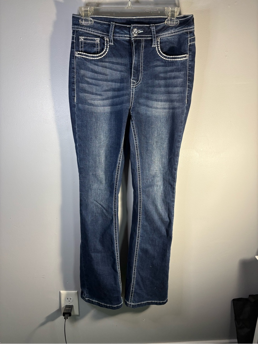 Classic Dark Wash Bootcut Jeans - Women's Deep Blue